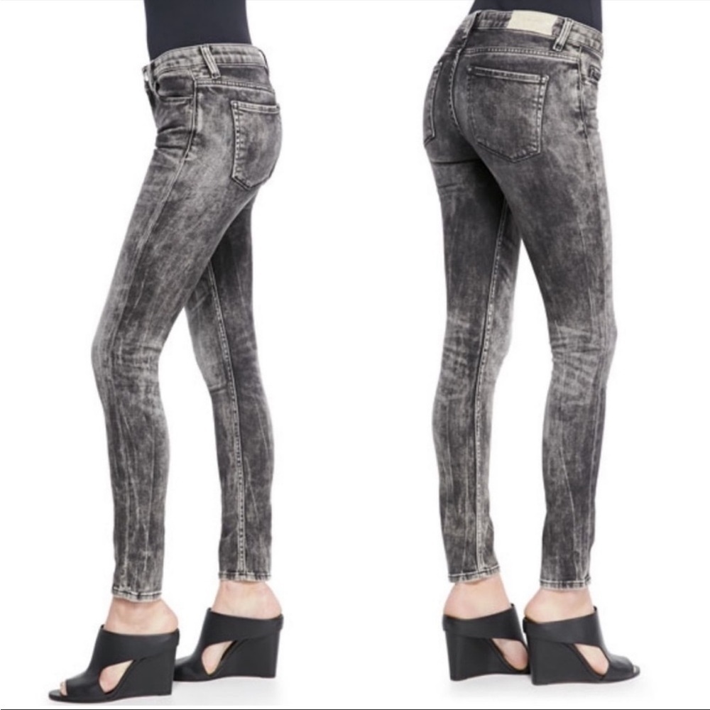 IRO Skinny Rita Gray Black Acid Wash Cotton Blend Jeans. Size 28